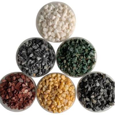 彩色透水路面用胶粘石水磨石骨料黄色灰色红色卵石砾石子