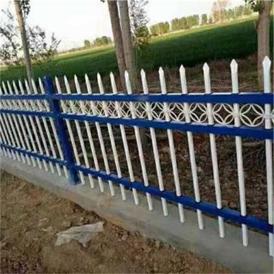 蓝白色铁管围栏 财润丝网供应公园用1.8米高锌钢围栏 承载力强