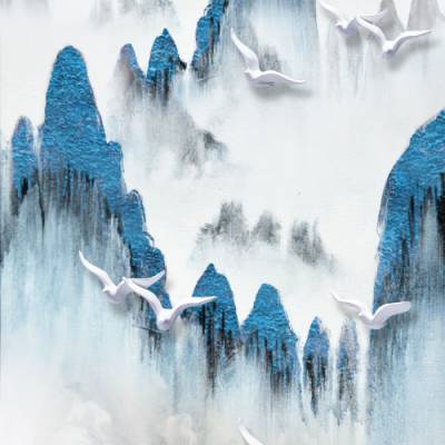 厂家定制 玄关入户装饰画走廊过道新中式山水挂画进门水墨玄幻壁画大气竖版