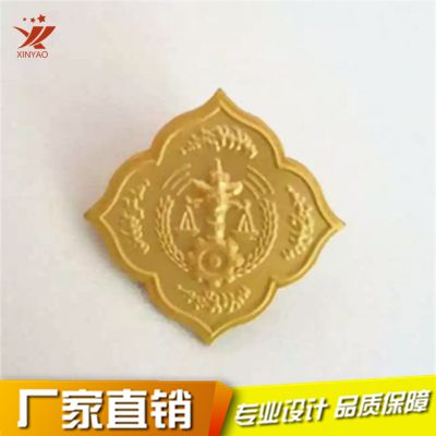 徽章定制金属浮雕电镀珍珠金胸章异形天秤座胸针厂家直销