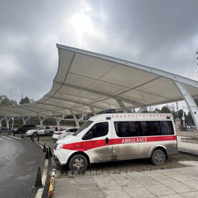 贵州纳雍县人民医院膜结构停车棚雨棚遮阳篷安装完工【诚之建】