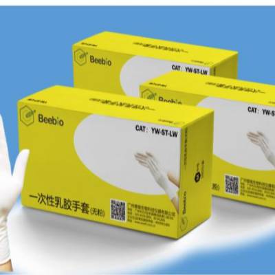 beebio  一次性乳胶手套 无粉 YW-ST-LW-M 家用 食品 实验室 工业