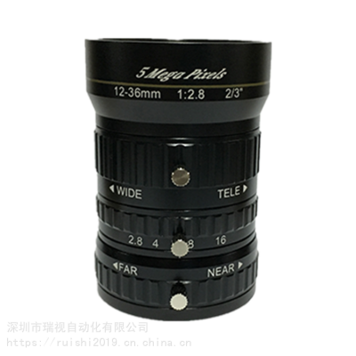 海康 MV1236M-5MP 2/3” 12~36mm 5MP 变焦 FA 镜头