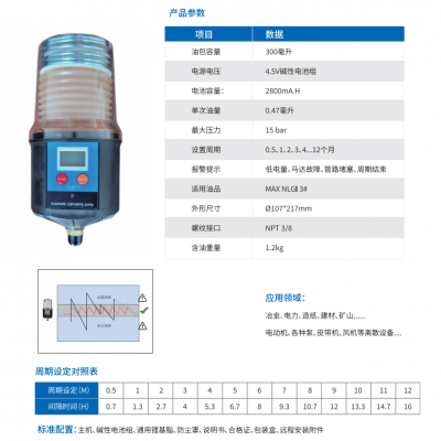 轴承单点微量电机输送机加脂器300ml微型黄油维讯通泵送