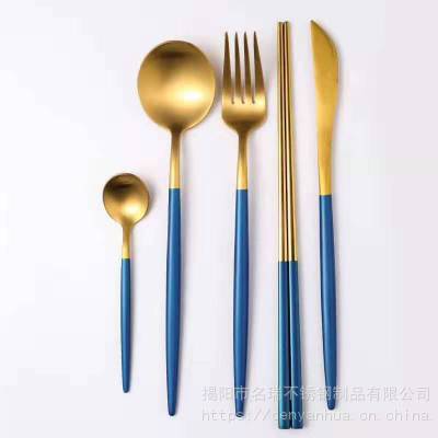 304不锈钢西餐刀叉勺筷、葡萄牙镀钛餐具、酒店餐饮用品