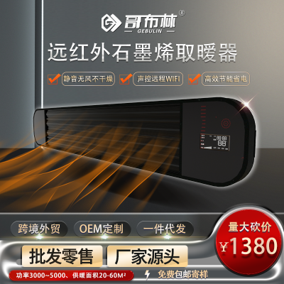 取暖器石墨烯电暖器 黑色E款智能WIFl款4000功率 零售批发 一件代发