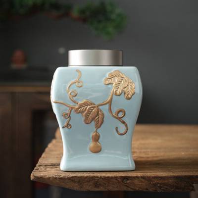 高白泥喜鹊存储罐通用 手绘茶叶罐 密封陶瓷普洱茶罐
