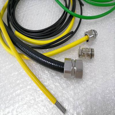 DN12铠装光纤套管 防水防油激光器不锈钢双扣包塑穿线管黑色黄色