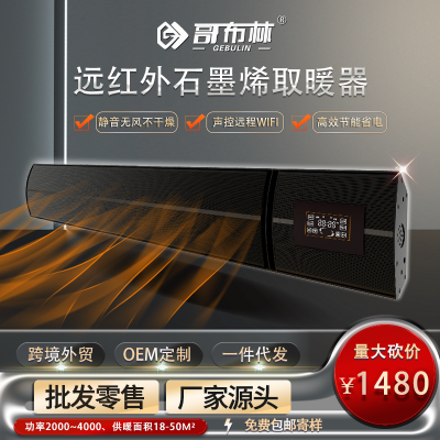 远红外石墨烯电暖器 黑色B款2200功率取暖器 厂家批发零售 一件代发
