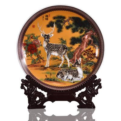 陶瓷工艺盘家居装饰 开业礼品瓷盘 办公桌装饰看盘 10英寸纪念盘