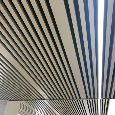 欧陆天花厂家50*100u槽白色条形铝方通/铝格栅吊顶材料