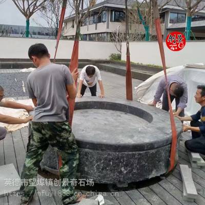 水缸式黑山石水钵案例-黑山石喷泉假山制作-发货重庆黑山石商家