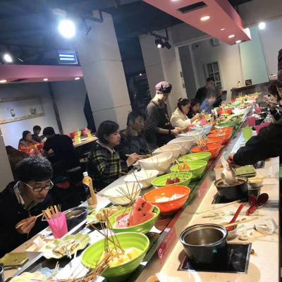 旋转自助小火锅餐桌转转麻辣烫涮涮锅回转设备