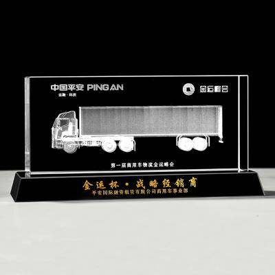 物流快递公司纪念品定制水晶汽车火车模型送客户的模型礼品制作