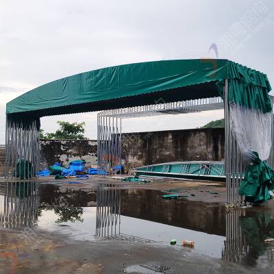 本溪市溪湖区大型物流推拉篷 大型自动遮阳雨蓬 实用工厂户外雨棚 湘粤品牌