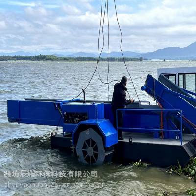 小型全自动河道垃圾打捞船 出口多功能水草水葫芦收割机