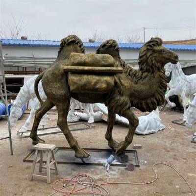 玻璃钢沙漠骆驼雕塑 户外仿真动物丝绸之路景观摆件