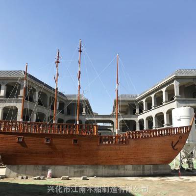 内蒙古赤峰手工制作加工户外亮化木船景观装饰船免费设计安装
