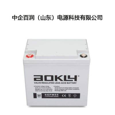 AOKLY奥克莱蓄电池6GFM55免维护12V5***H工业储能系统