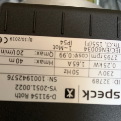 优势供应 SPECK 泵 YS-2051.0022