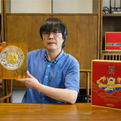 余敏大师作品《九龙壁金银盘》上海造币 3D立体微雕