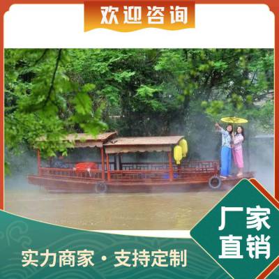 君华木船厂家定制水上旅游观光餐饮景区 乌篷船仿古手划电动单蓬船