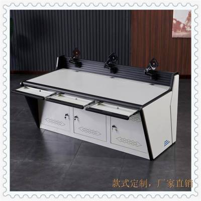 不锈钢监控台 双联指挥中心控制台三联烤漆调度台