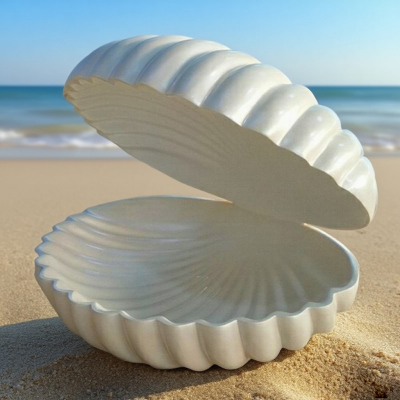 海洋主题装饰玻璃钢珍珠贝壳雕塑定制防水防晒仿真贝壳工艺品