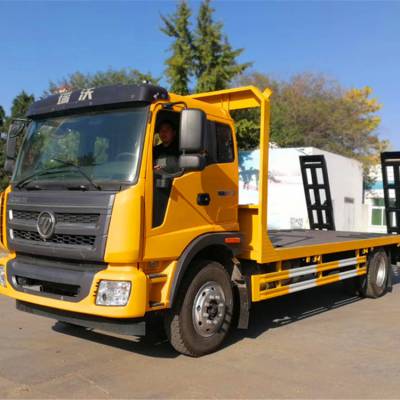 上海东风7吨集装箱平板拖车后八轮挖机拖车恒龙车