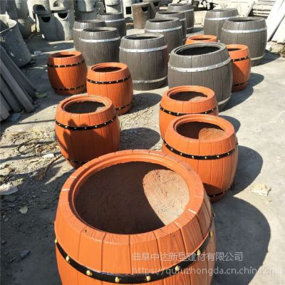 市政道路绿化带隔离混凝土花桶 仿木花盆水泥GRC仿木纹花桶 厂家直销