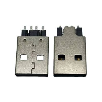 USB2.0插座A公鱼叉180度贴片式黑色AM鱼叉公头插头连接器