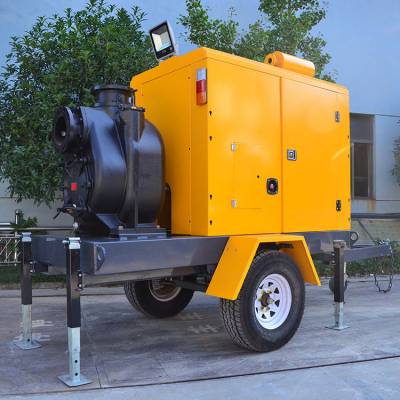 【自吸式柴油机抽水高扬程移动泵车大流量排涝泵车防