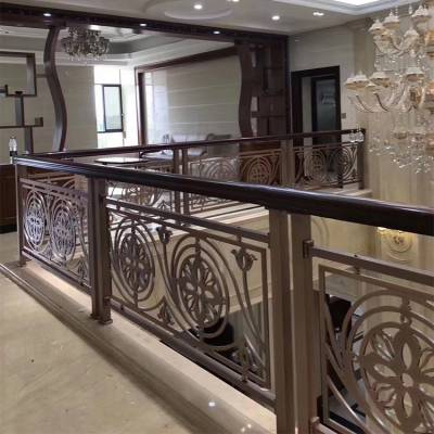 湖北欧式别墅精雕铝铜艺楼梯护栏,精雕k金立体镂空阳台围栏栏杆