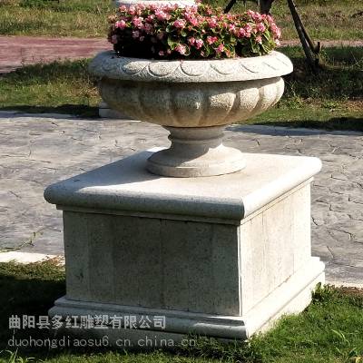 定制石雕欧式花盆花钵户外园林广场小区景观装饰摆件