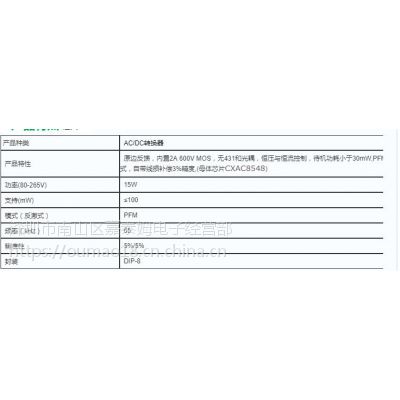 供应嘉泰姆驱动IC CXAC8548 AC/DC电源控制器600V/2A MOSFET脉冲频率调制