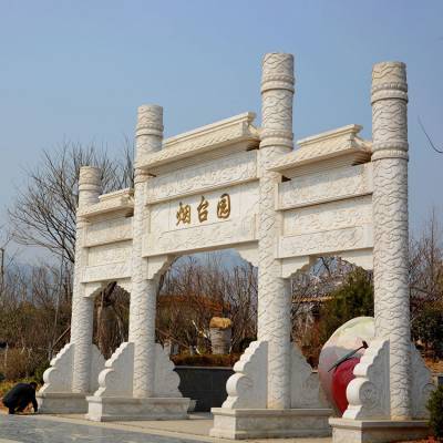 临朐县公园石牌坊 三门四柱五楼牌坊 文化景观牌坊雕塑