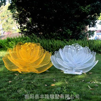不锈钢镂空荷花雕塑铁艺植物花朵摆件公园广场装饰
