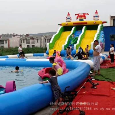 供应夏季孩子游泳充气水上乐园 移动式水池设备