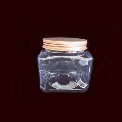 PET高透明食品级塑料罐食品罐干果饼干包装瓶方形铝盖塑料罐