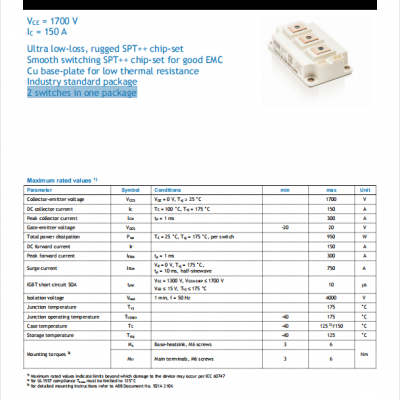 供应ABB 高压IGBT模块——5SNG 0150Q170300