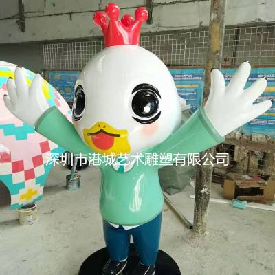 广州玻璃钢卡通鸡雕塑 招牌菜***鸡公仔吉祥物雕塑