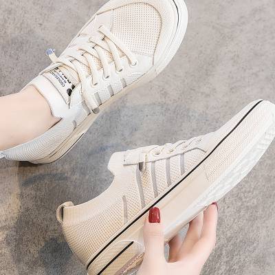 2020春季新款帆布鞋透气单鞋针织小白鞋平底板鞋排汗女鞋