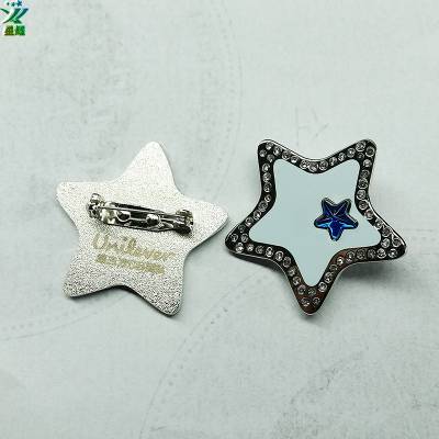镶钻五角星珐琅徽章胸章定制金属合金胸针定制西装胸针定制