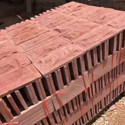 宏磊石材 天然红砂岩蘑菇石 天然砂岩贴墙石砖 红石板外墙砖