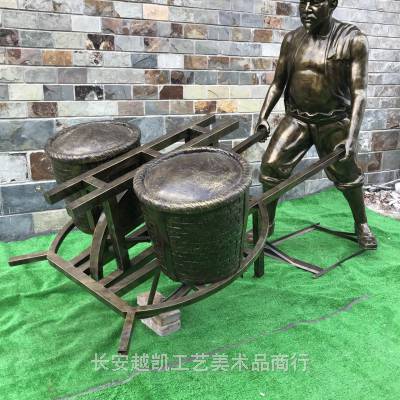 优价艺术古代人物 中式小推车雕塑 景观定制