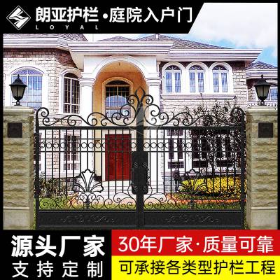 别墅庭院门入户对开大门农村别墅简约铁艺门耐用安全款式定制