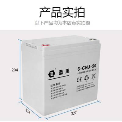 蓝禹蓄电池6-CNJ-50 12V50AH太阳能储能胶体电池