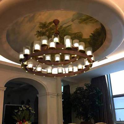 樊灯5119铜别墅客厅吊灯轻奢水晶灯具后现代简约枝形鱼线圆圈创意个性餐厅灯