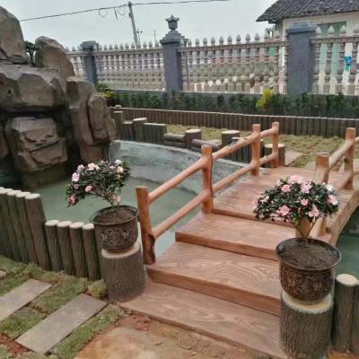 护栏模具厂直销 市政园林河道仿木护栏 水泥仿树皮护栏 仿木水泥围栏