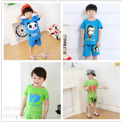 夏季儿童短袖套装T恤短裤100%纯棉男女童装宝宝短袖两件套